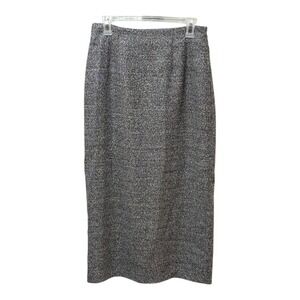 Vintage Women's Pencil Skirt Textured Sparkle Black White Knee Length Size 8